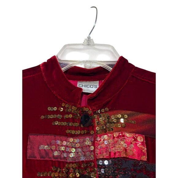Vintage Patchwork Velvet Jacket M Silk Blend Sequined Art Glam Holiday Evening - Picture 3 of 10